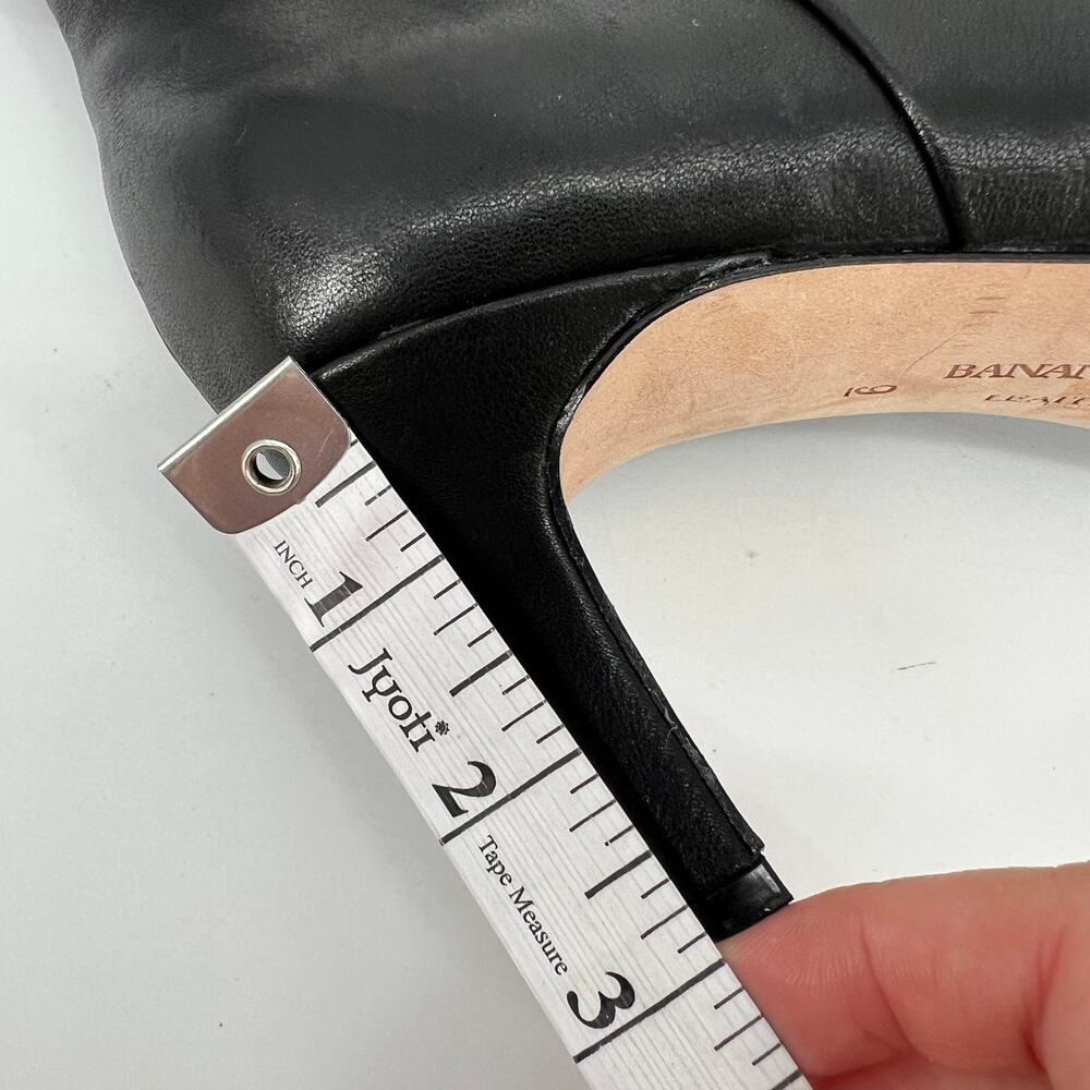 Banana Republic Factory 70mm Heel Dress Bootie Womens 9 Black Leather Belted - Picture 10 of 11